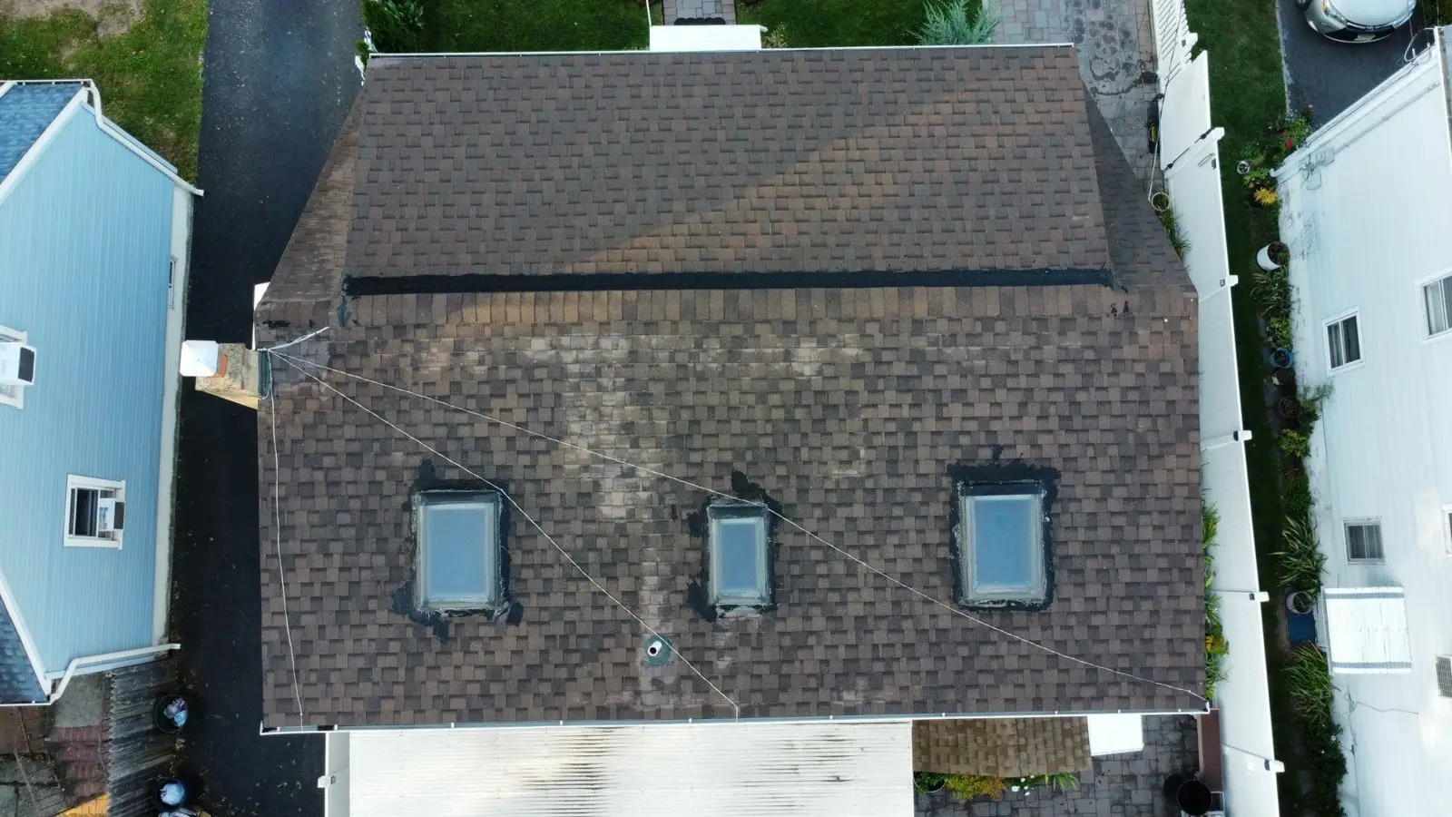 Finished roof with three new skylights